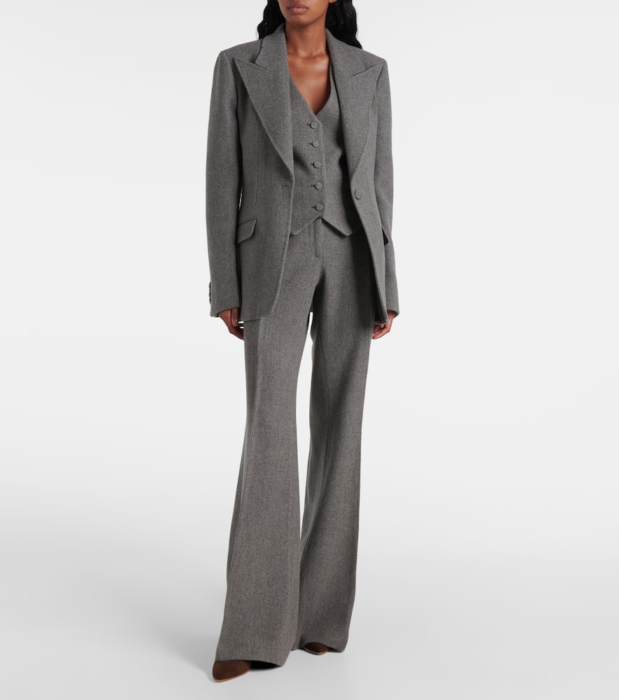 Rhein high-rise wool and cashmere flared pants