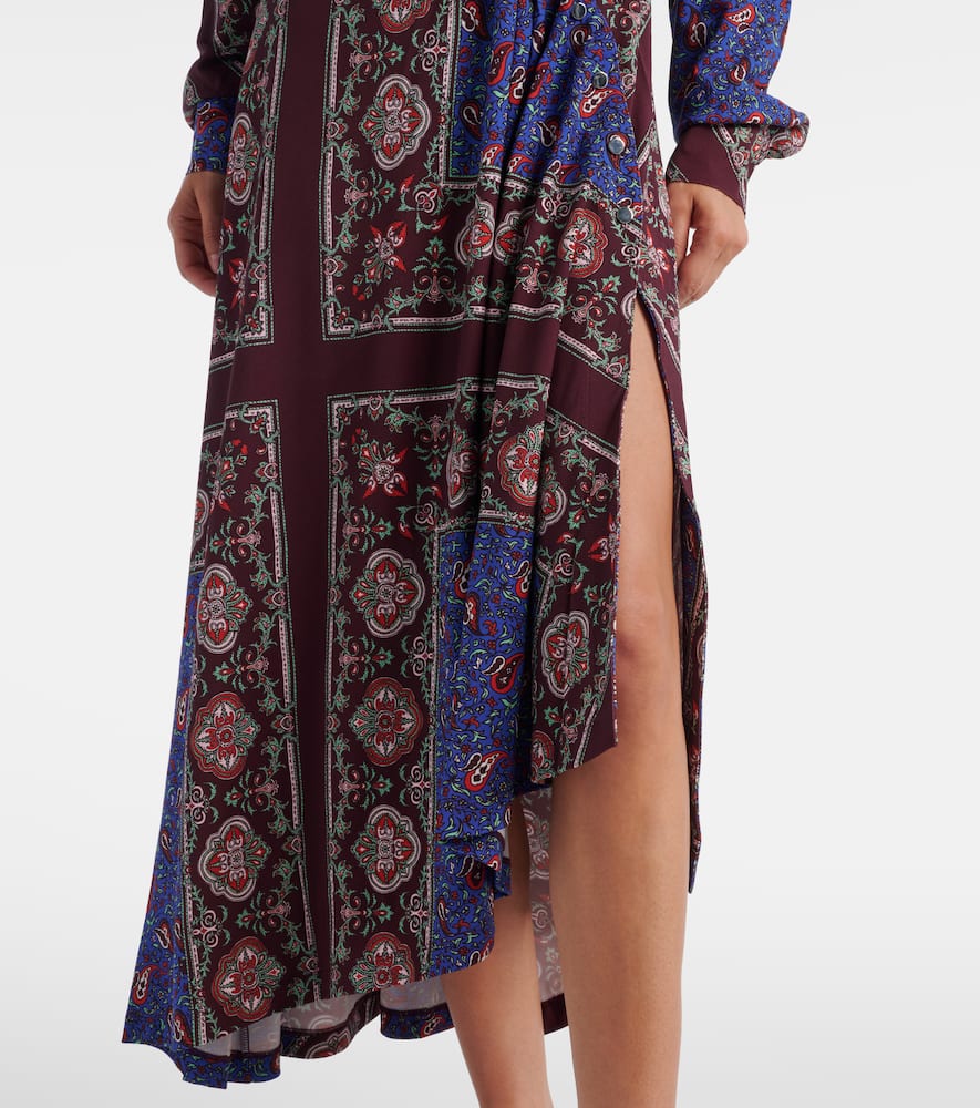 Asymmetric paisley printed midi dress