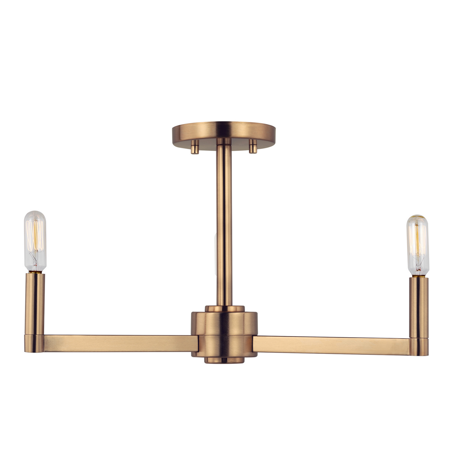 Satin Brass Three Light Semi-Flush Mount from the Fullton Collection