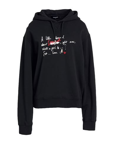 Woman Sweatshirt Black Size M Cotton