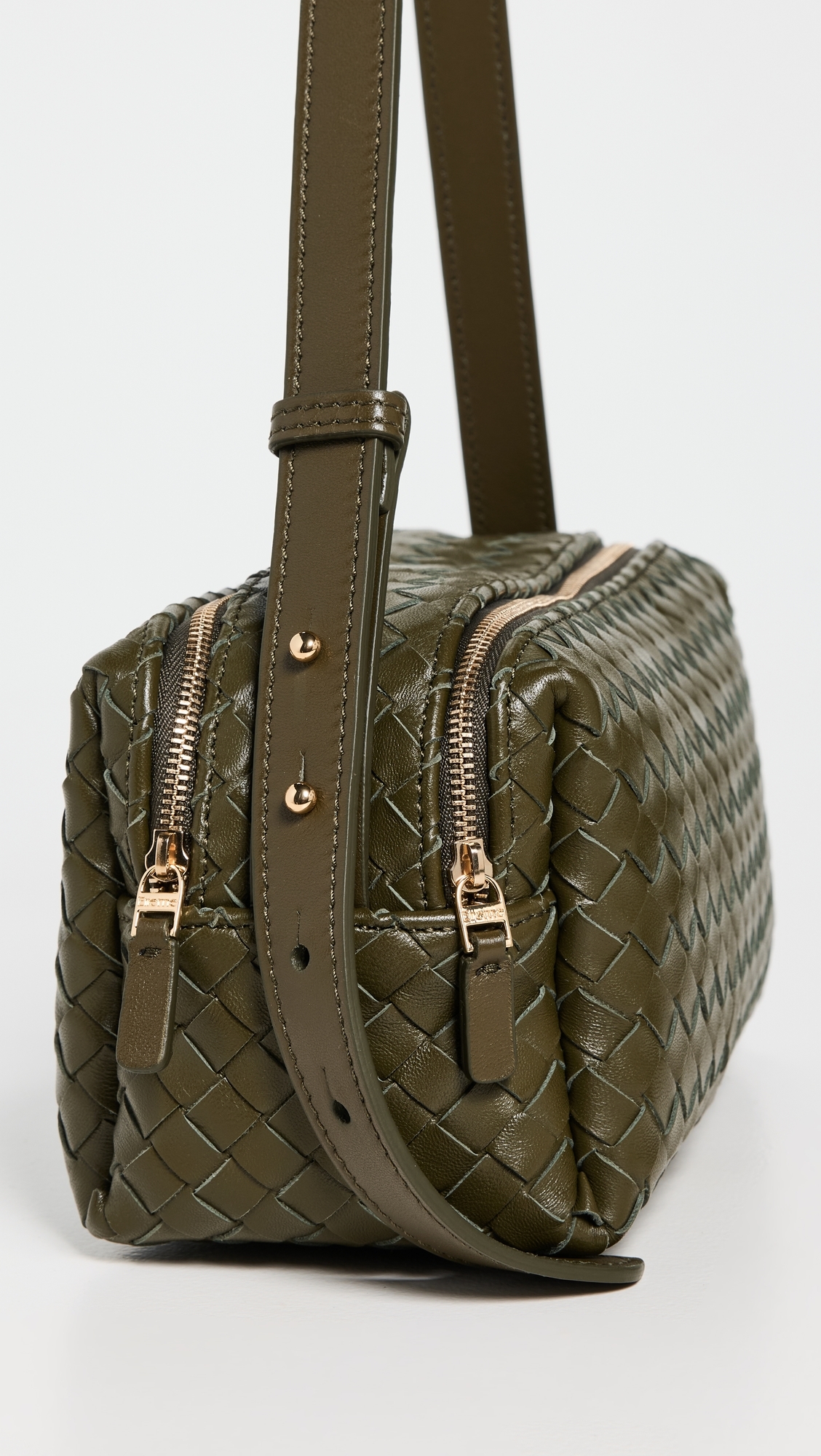 Elleme Trousse Woven Leather Shoulder Bag Olive Green One Size