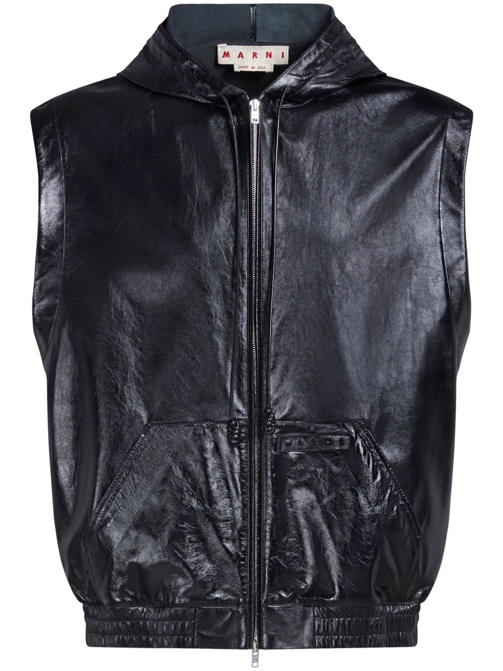 Sleeveless leather jacket - Black