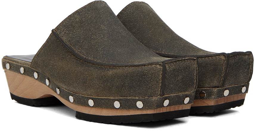 Eckhaus Latta Gray Wood Clogs