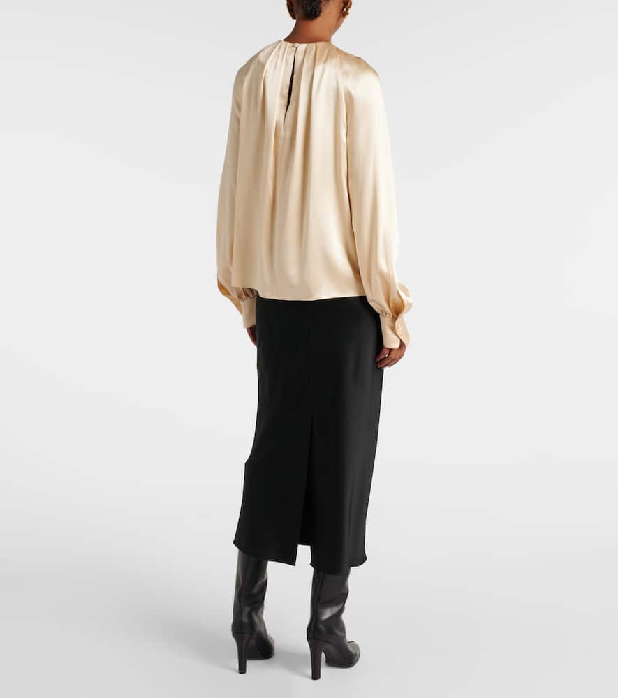 Elegante Key torchon silk satin blouse