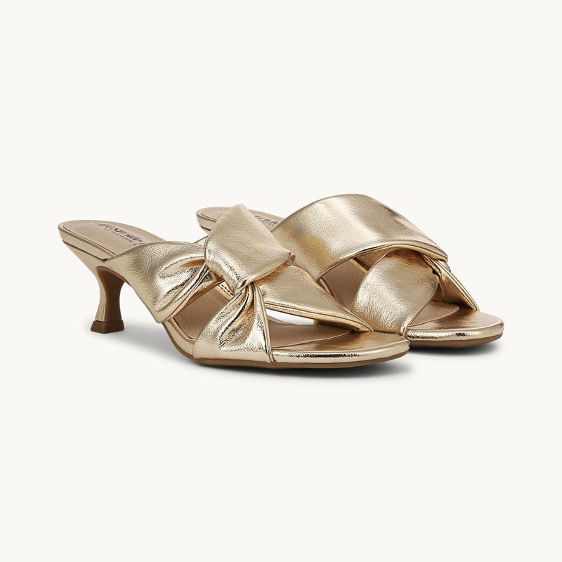 Stride Shoes Nori Dress Sandal Plantino Gold Faux Leather
