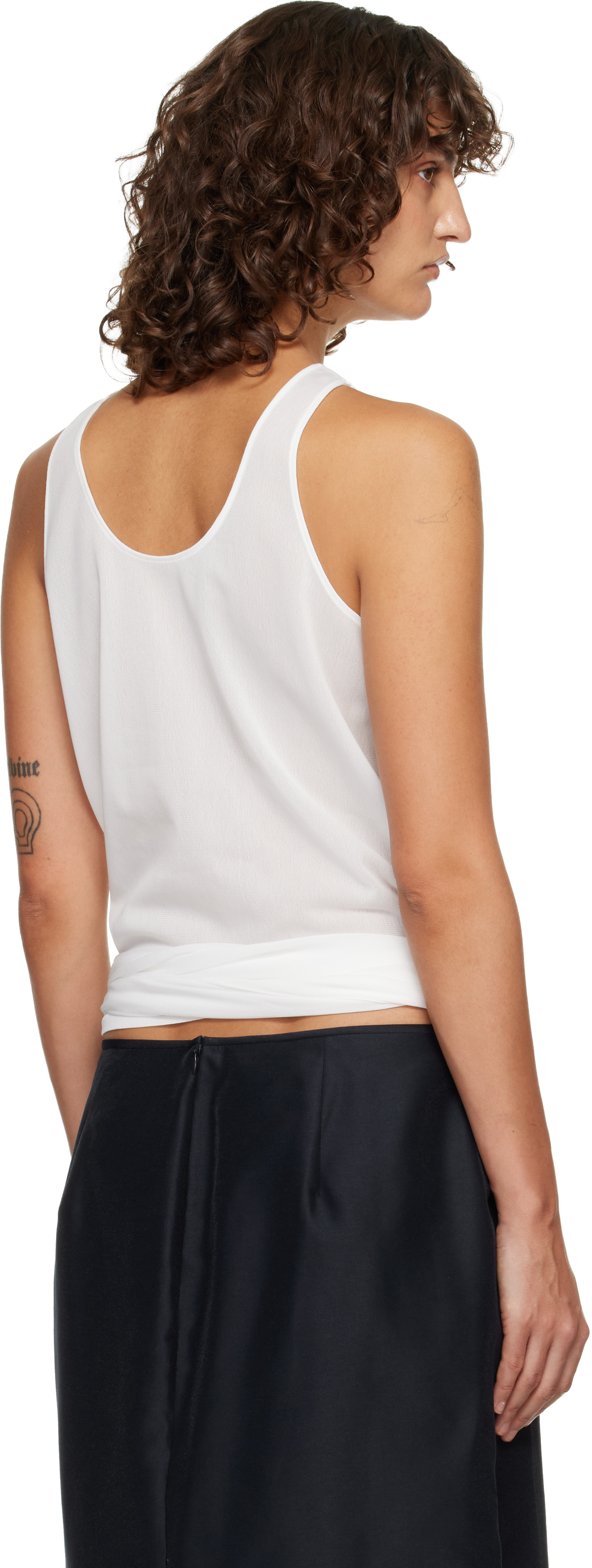White Self-Tie Sleeveless Tank Top