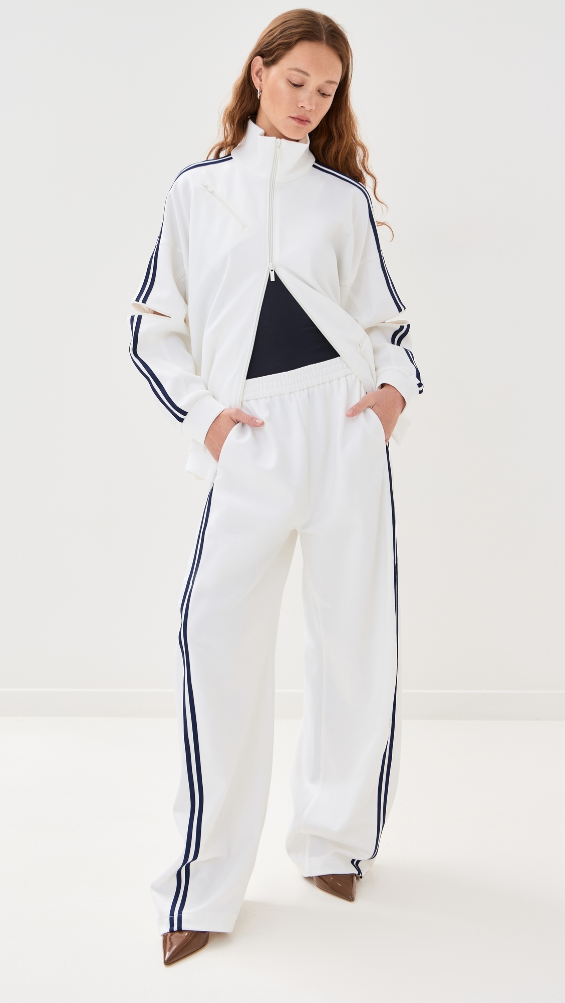 Active Knit Zipper Detailed Track Jacket White