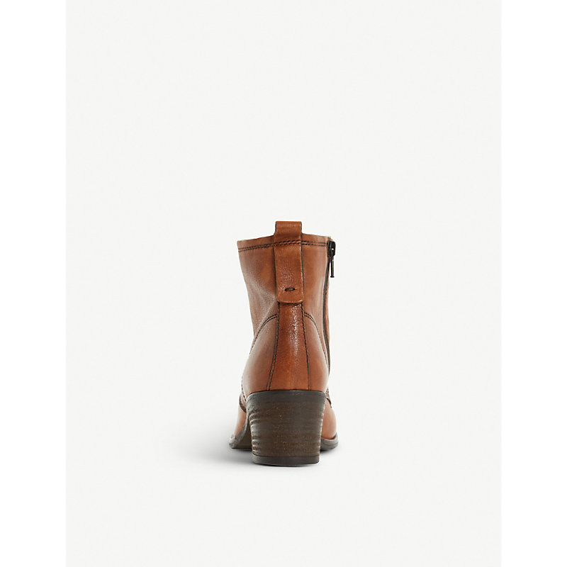 Womens Tan-Leather Patsie Heeled Leather Ankle Boots