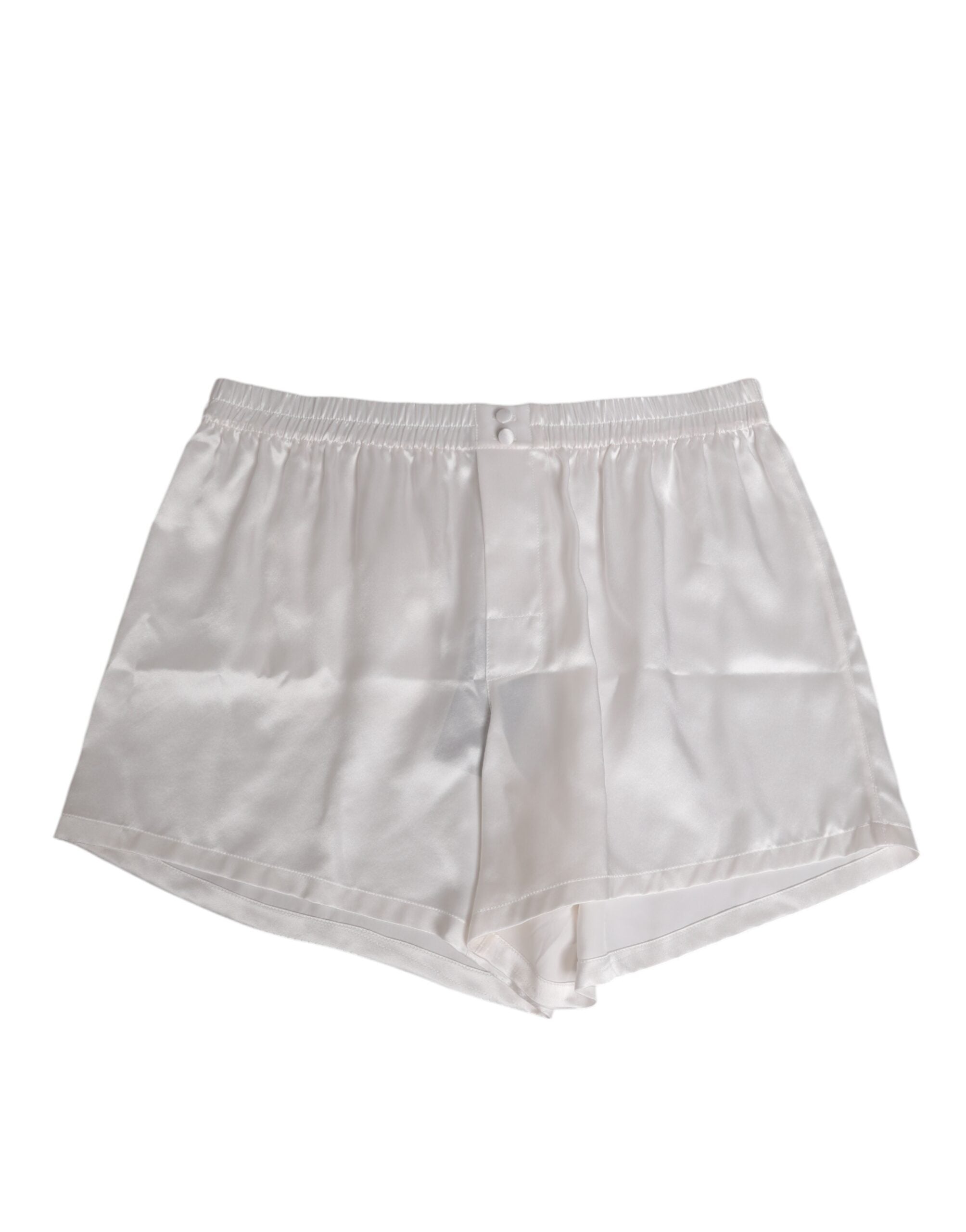 Silk Satin Swim Shorts — White