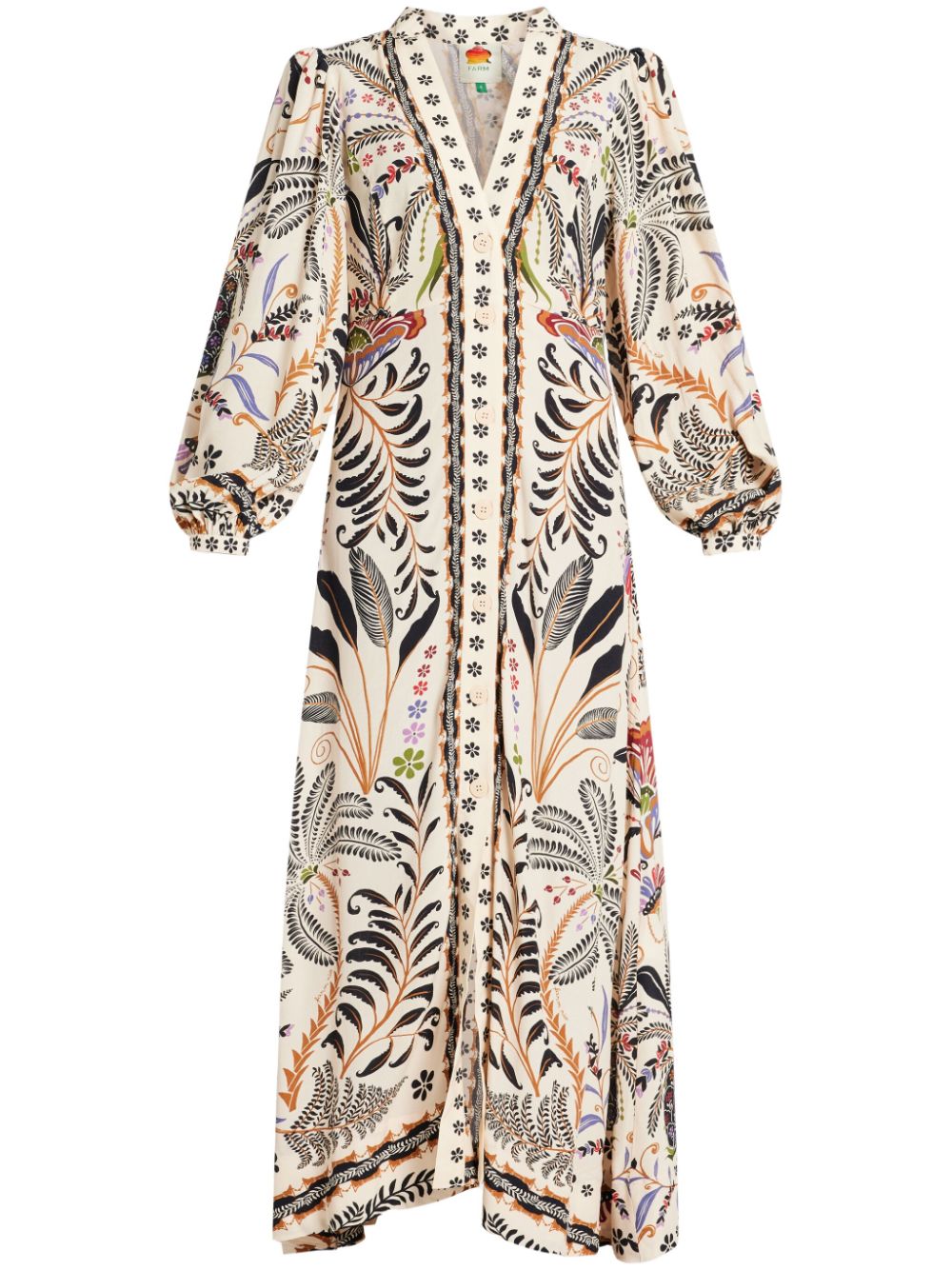 Botanical-print maxi dress - Neutrals
