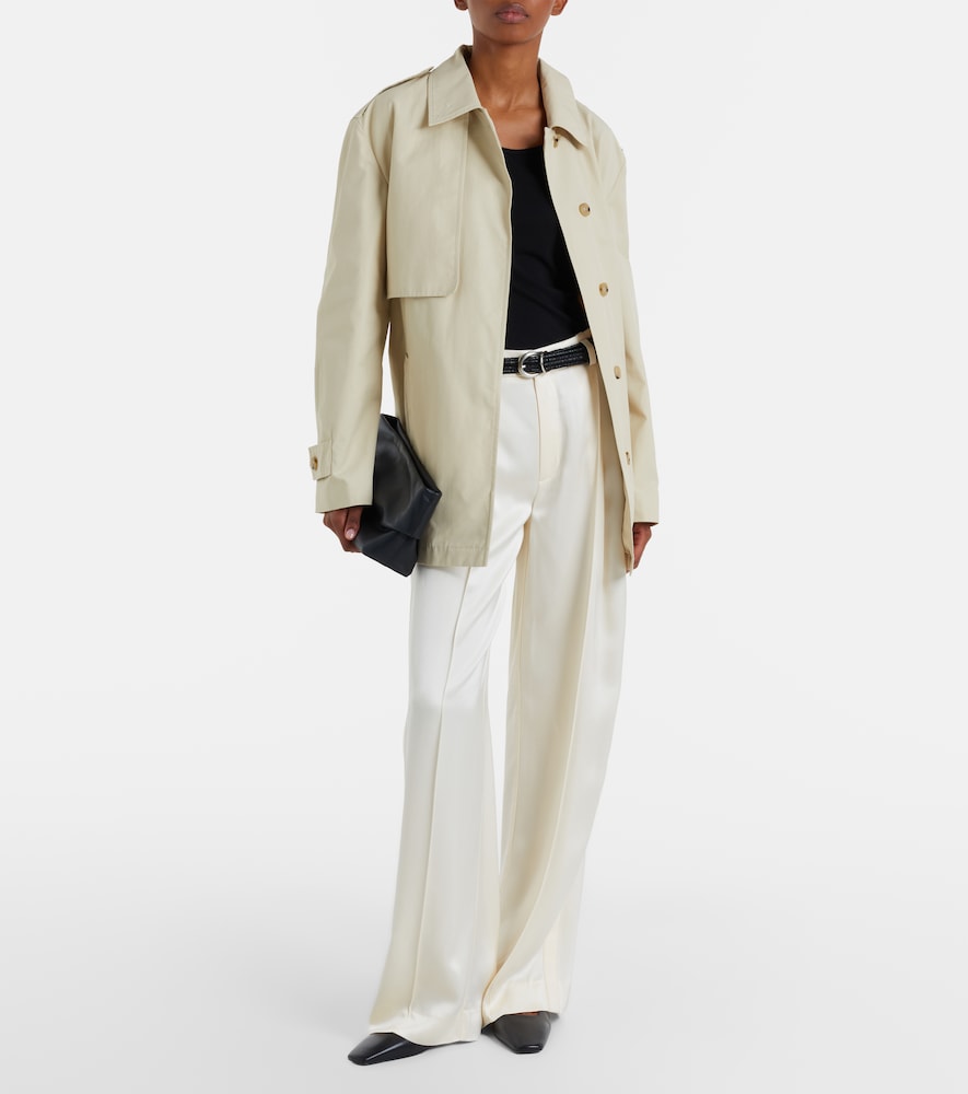 Cotton-blend cropped trench coat