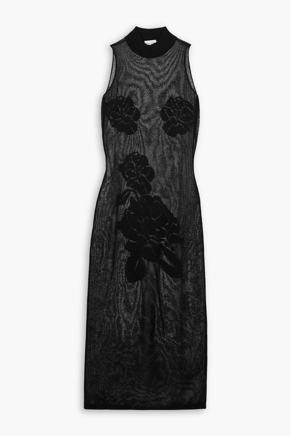 Jacquard-knit mesh midi dress - Black - FR 42