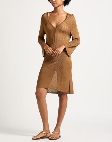 Woman Midi dress Camel Size L Viscose