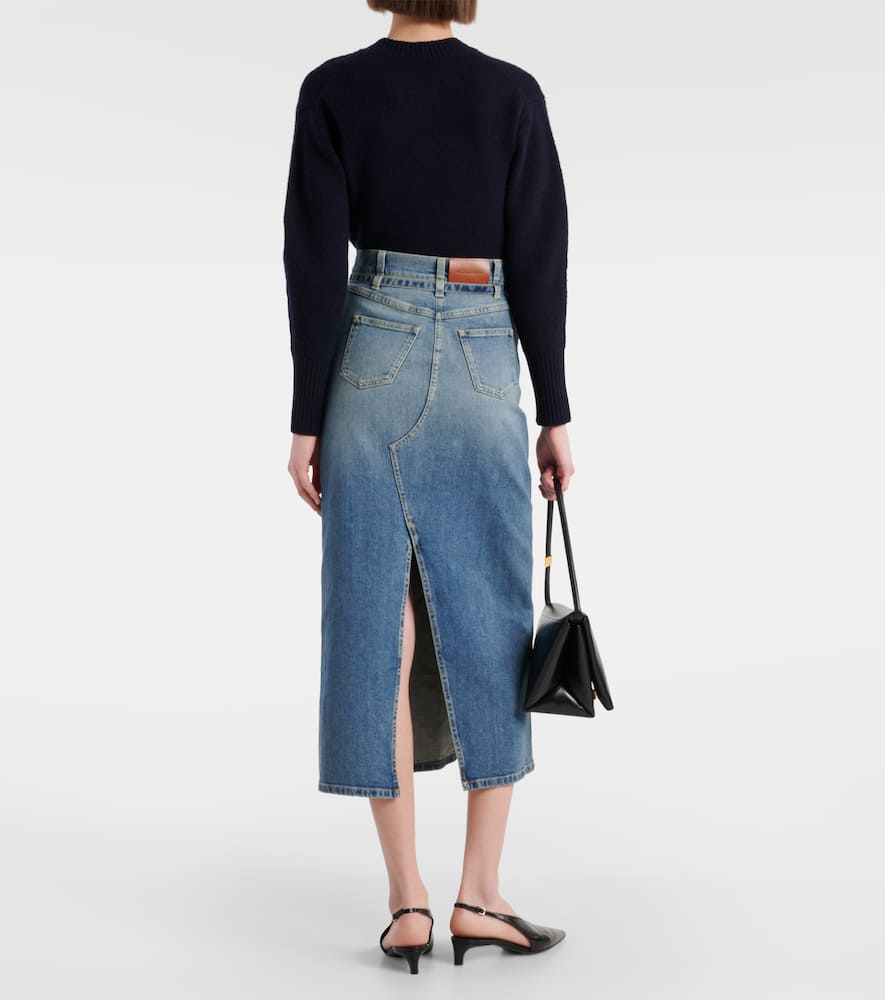 Altuzarra Grace paneled denim midi skirt