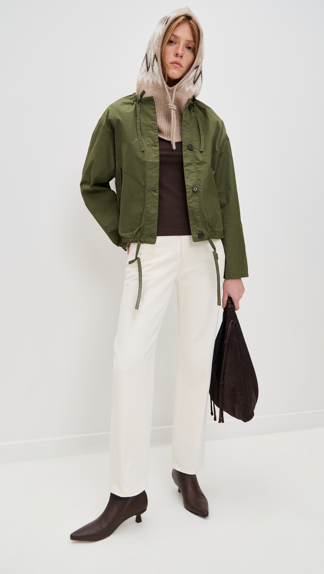 Recycled Nylon Windbreaker Jacket New Olive