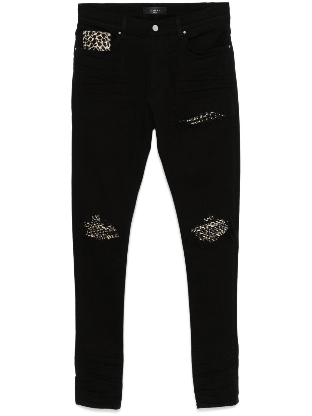 Leopard-detailed jeans - Black