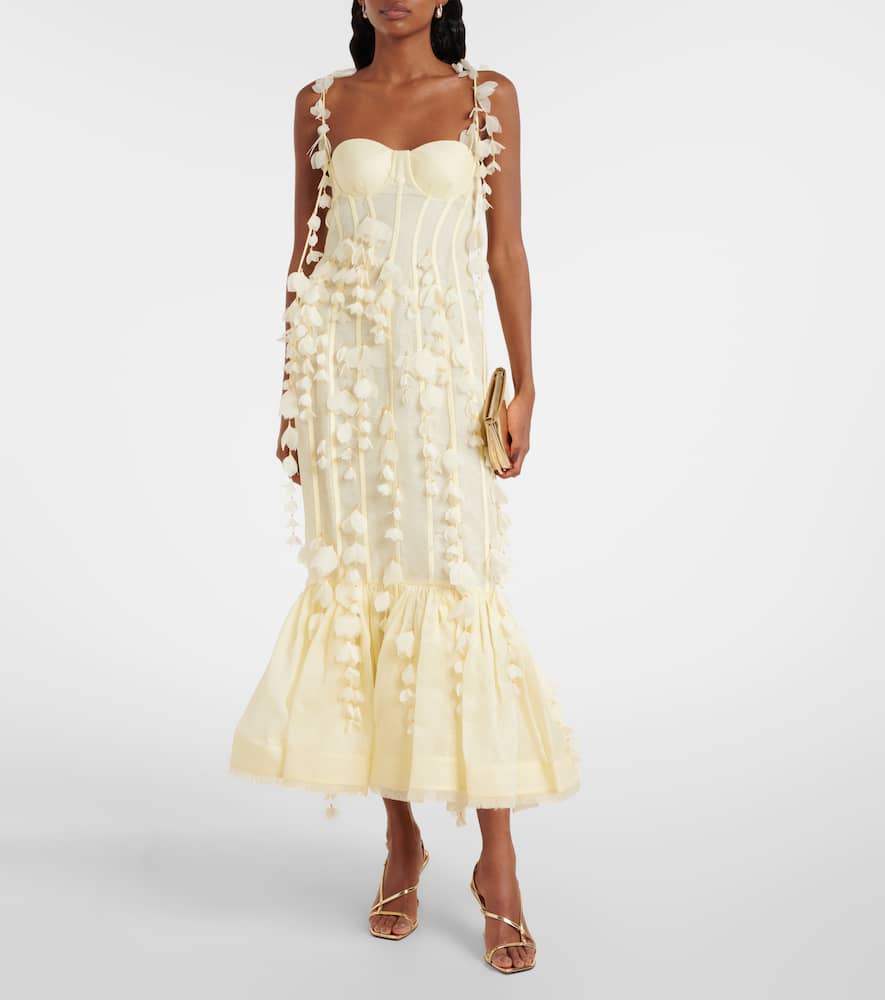 Dawning linen and silk midi dress
