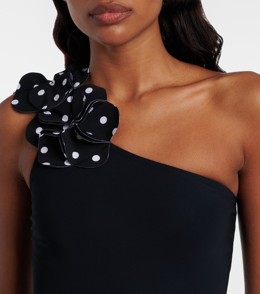 Aria floral-appliqués one-shoulder swimsuit