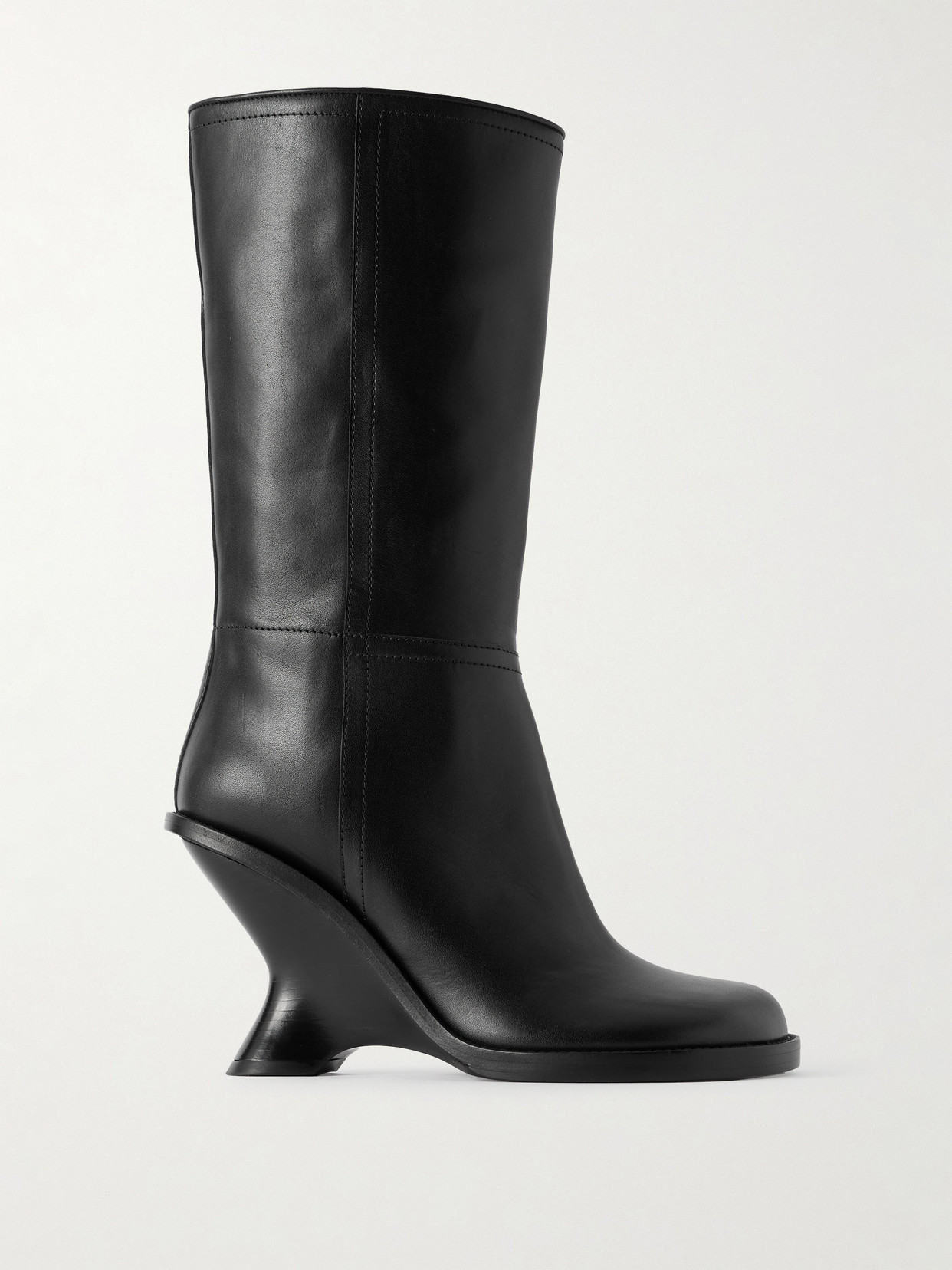 Leather Wedge Boots - Black
