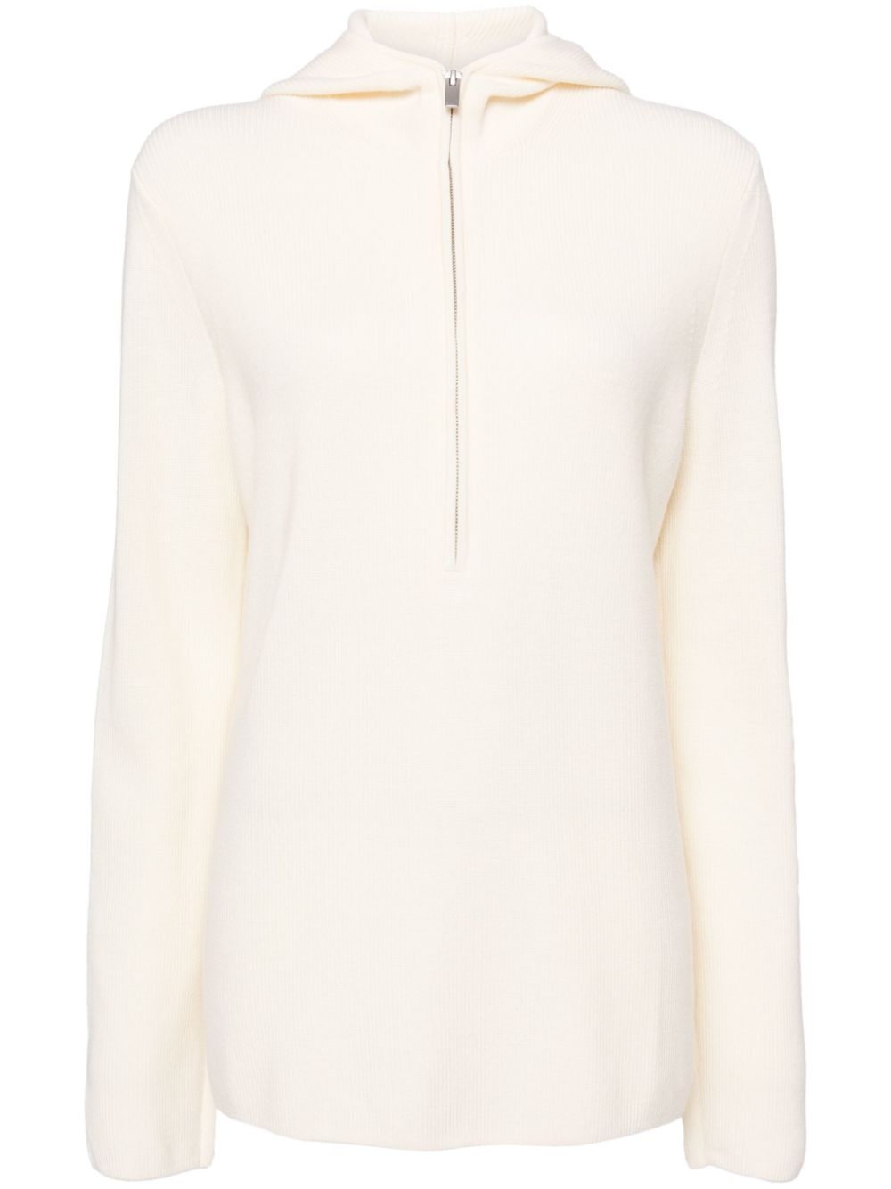 Wool hooded long-sleeved jumper - Neutrals