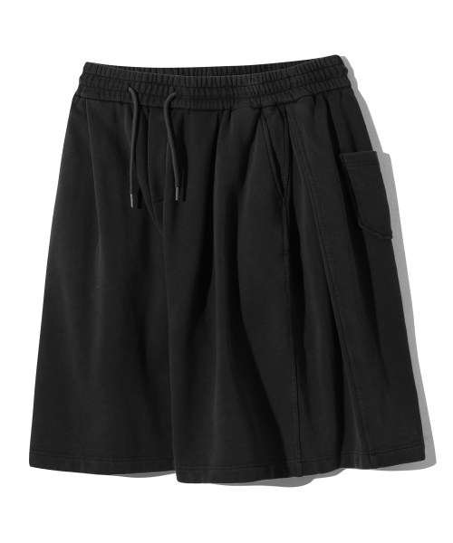 Rain Slub Two-tuck Bermuda Denim Shorts_INDIGO