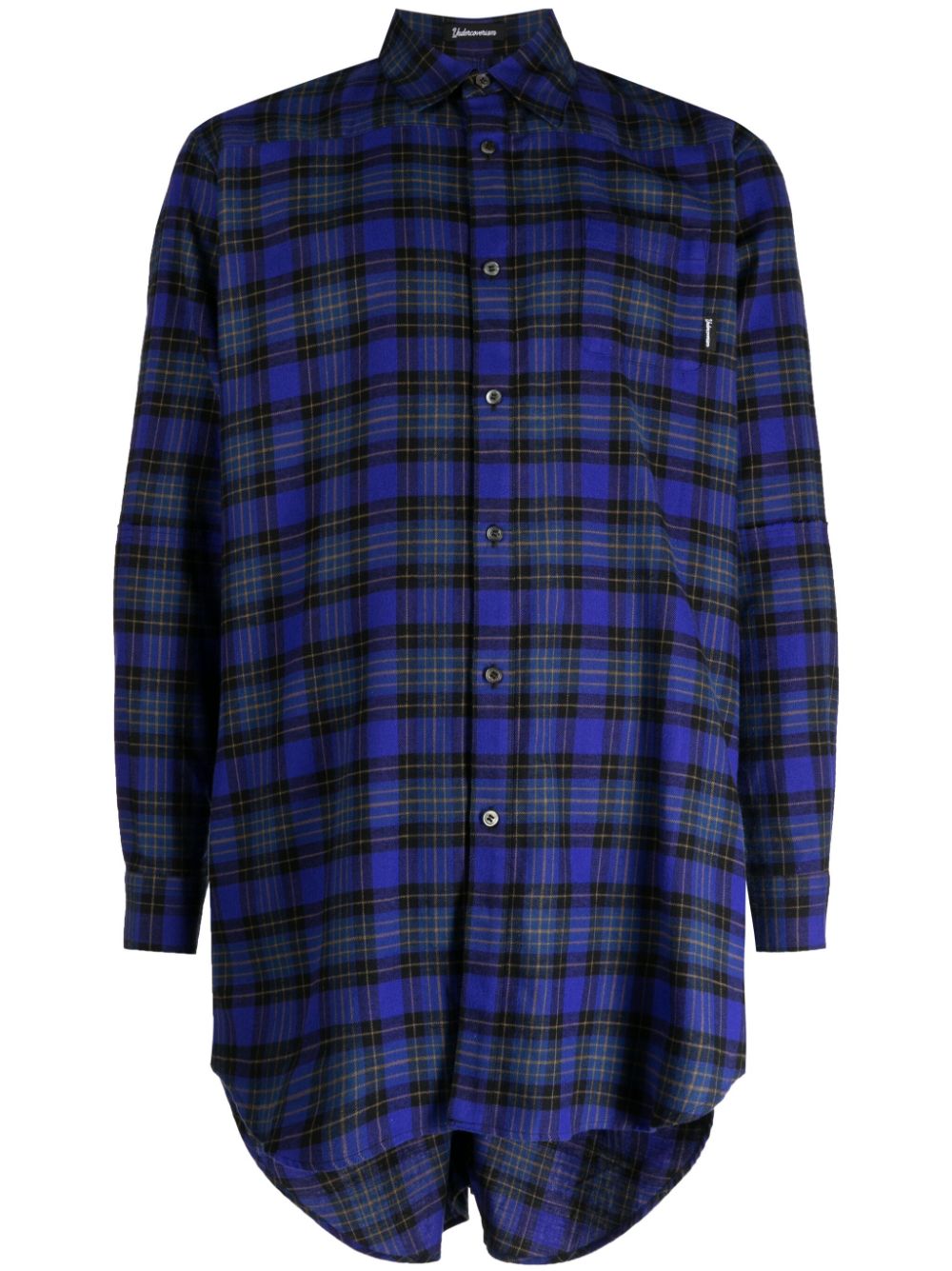 Checkered ruched cotton shirt - Multicolour