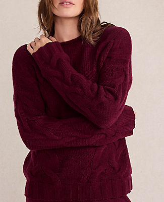 Ann Taylor Haven Well Within Cashmere Cable Roll Neck Sweater