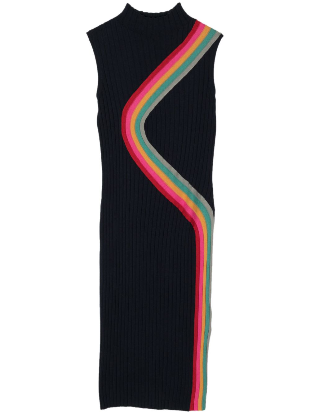 Swirl ribbed-knit midi dress - Blue