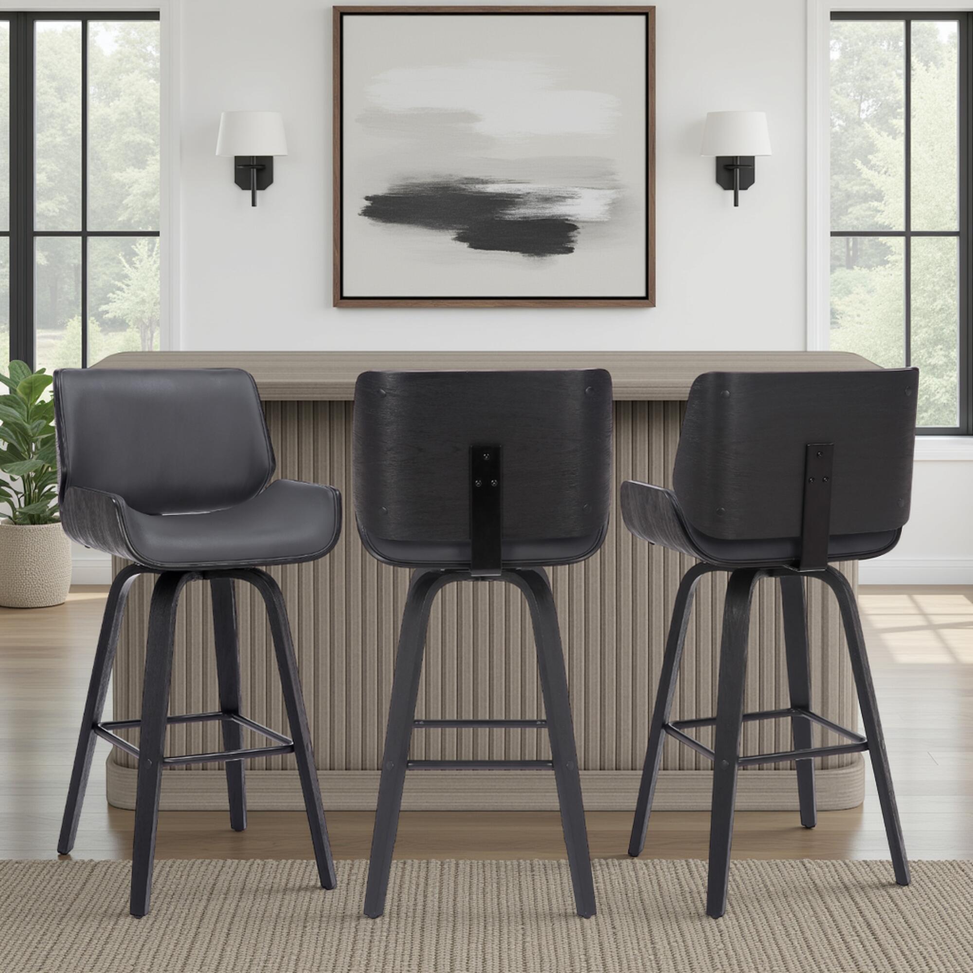 Armen Living Tyler Bar Height Bar Stool (Set of 3), Gray