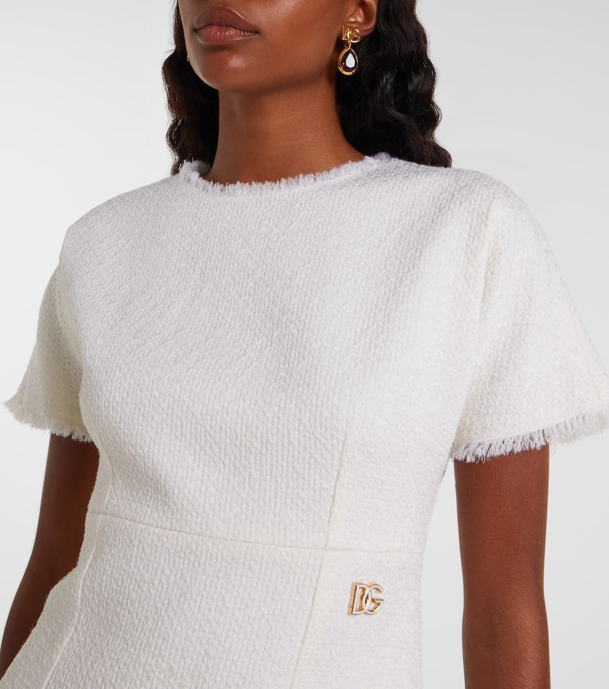 Distressed wool-blend tweed minidress