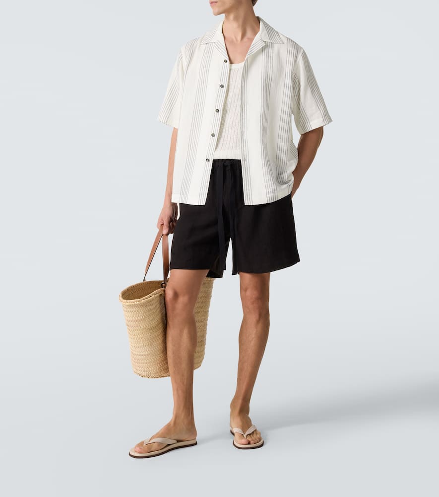 Kantha striped cotton bowling shirt