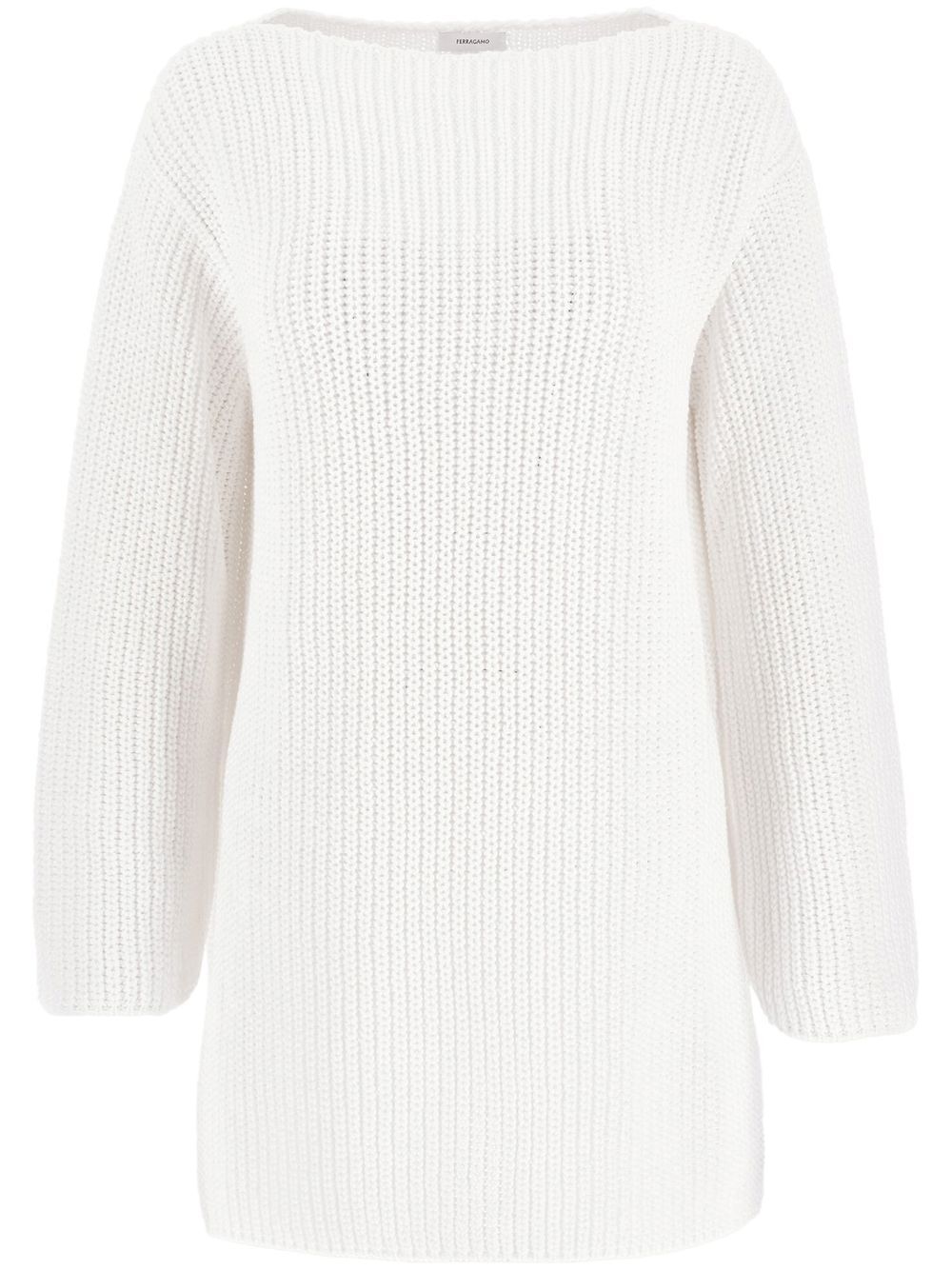 Side-slit ribbed-knit jumper - White