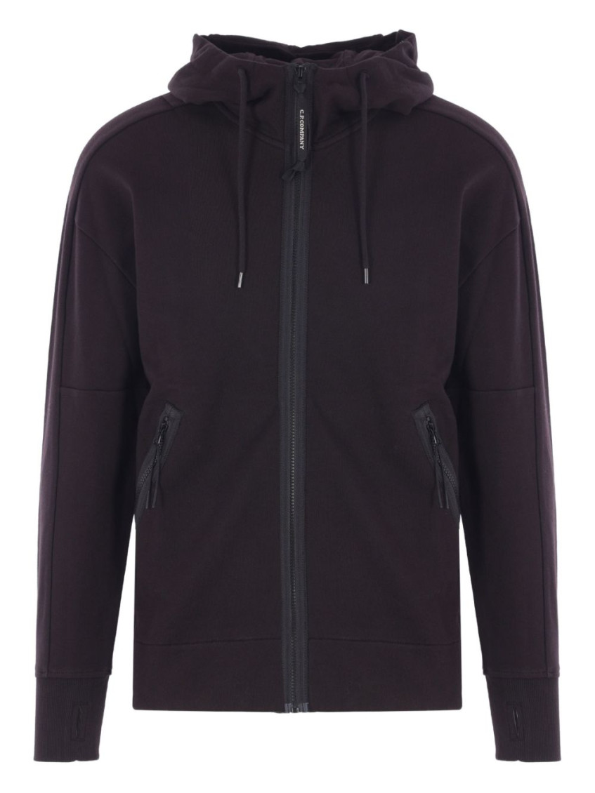 C. P. Company Sweatshirts Hooded Open In Diagonal Raised Fleece