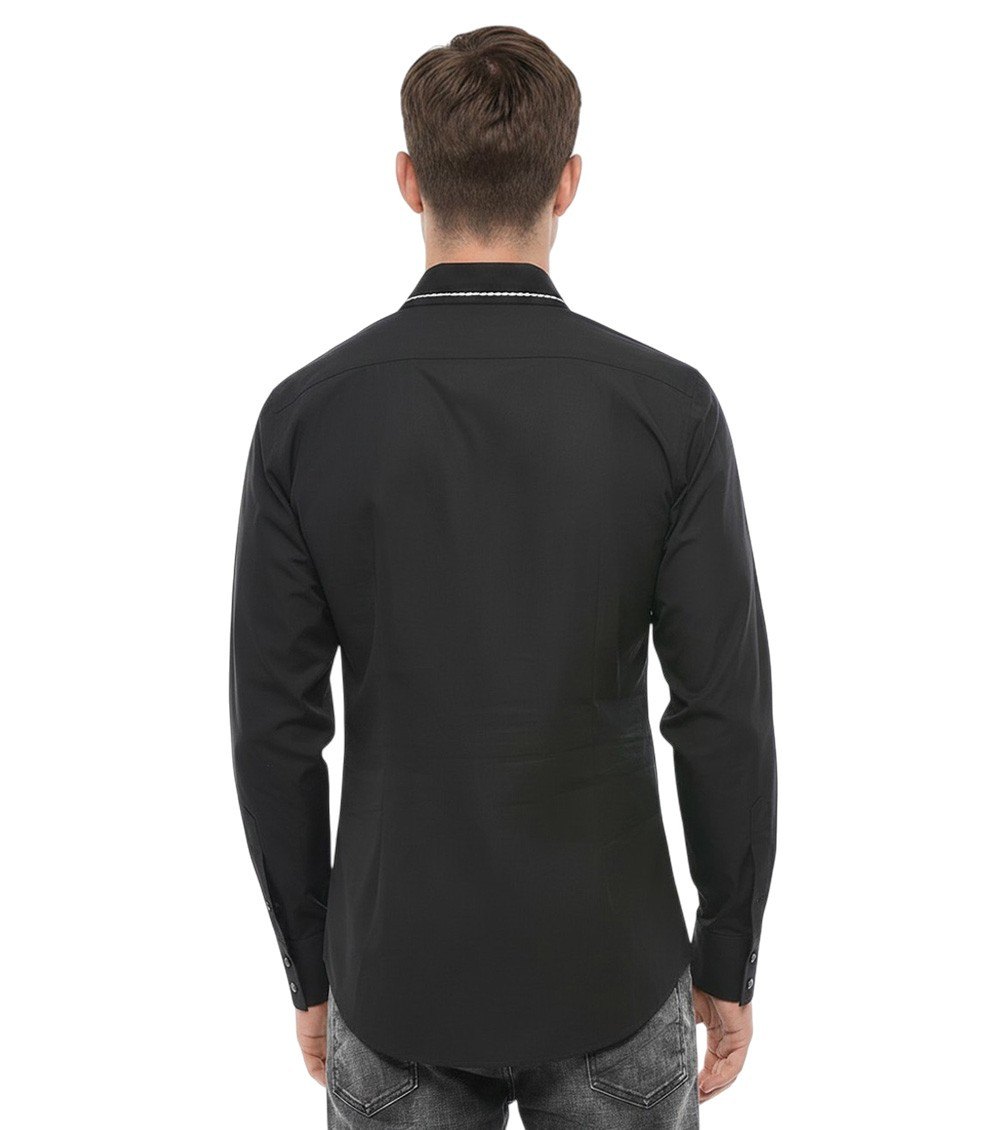 Black Slim Solid Shirt