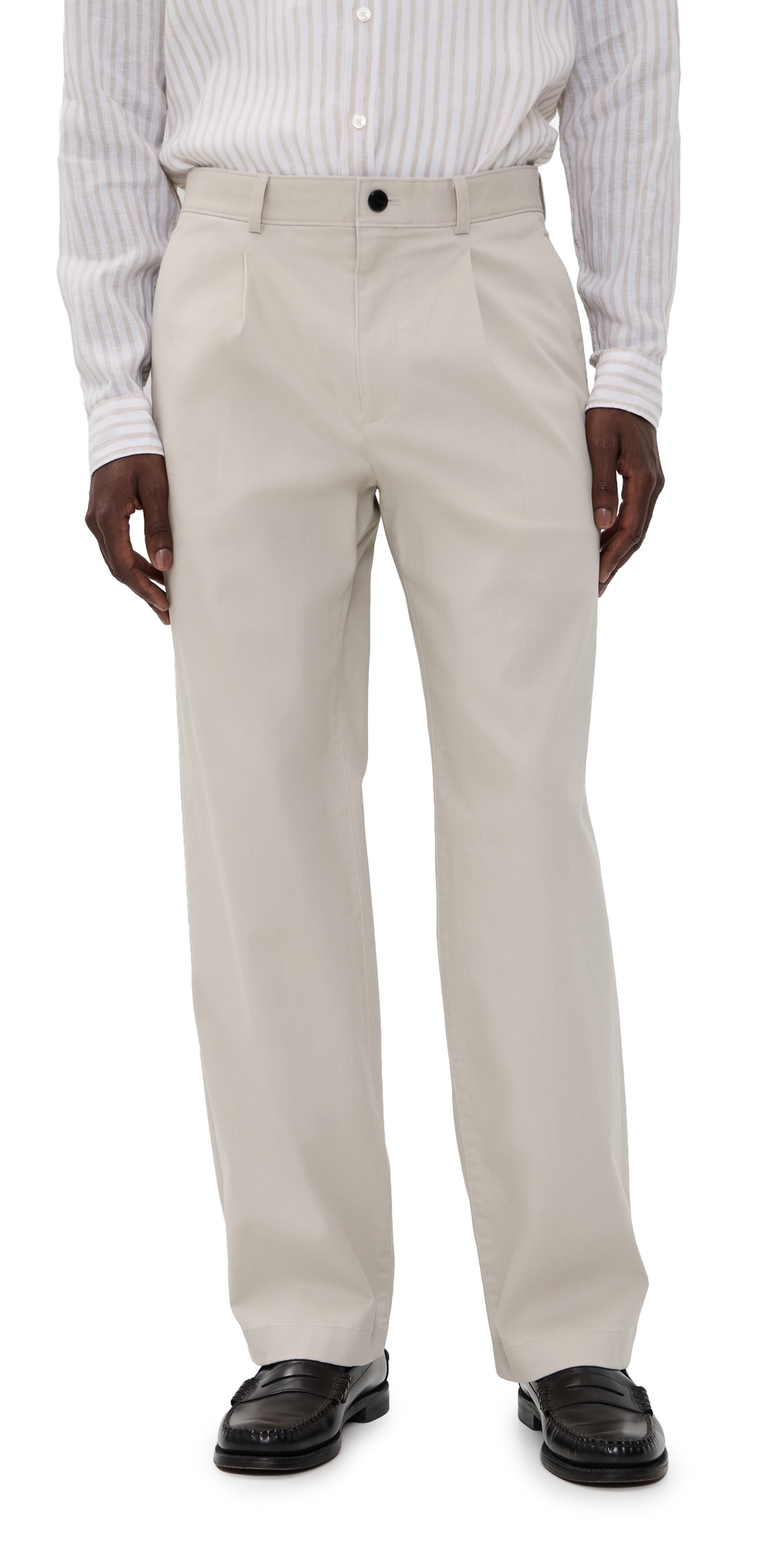 Relaxed Pleat Pants in Moonsoft Cotton Silver Cloud