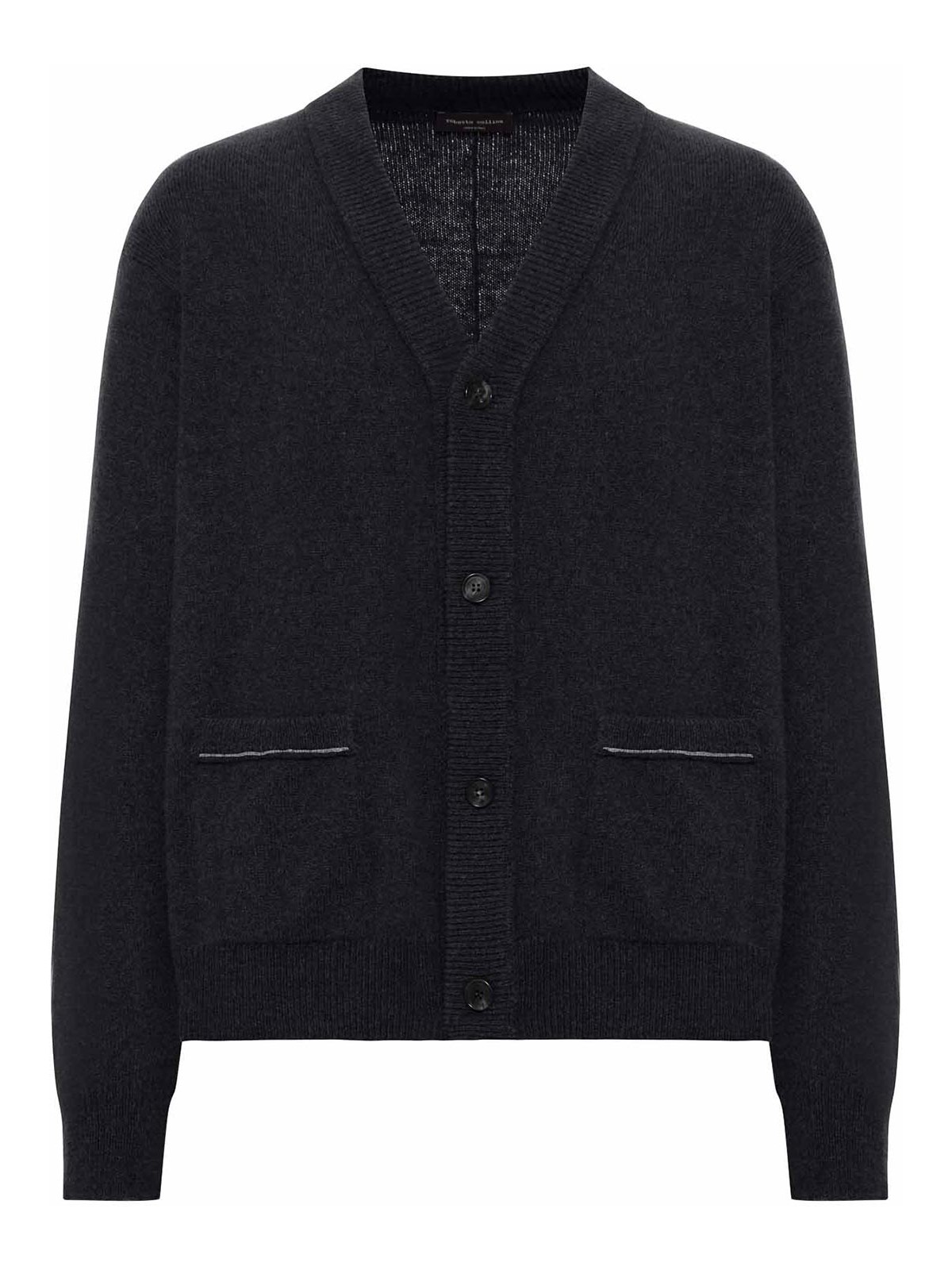 Wool Cardigan With Contrast Stitching