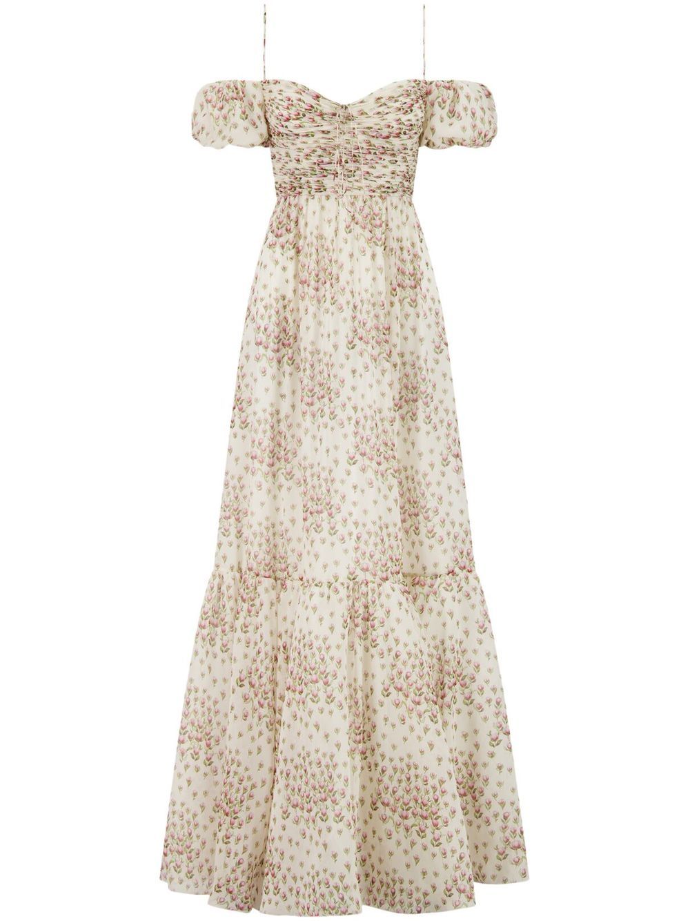 Floral-print maxi dress - White