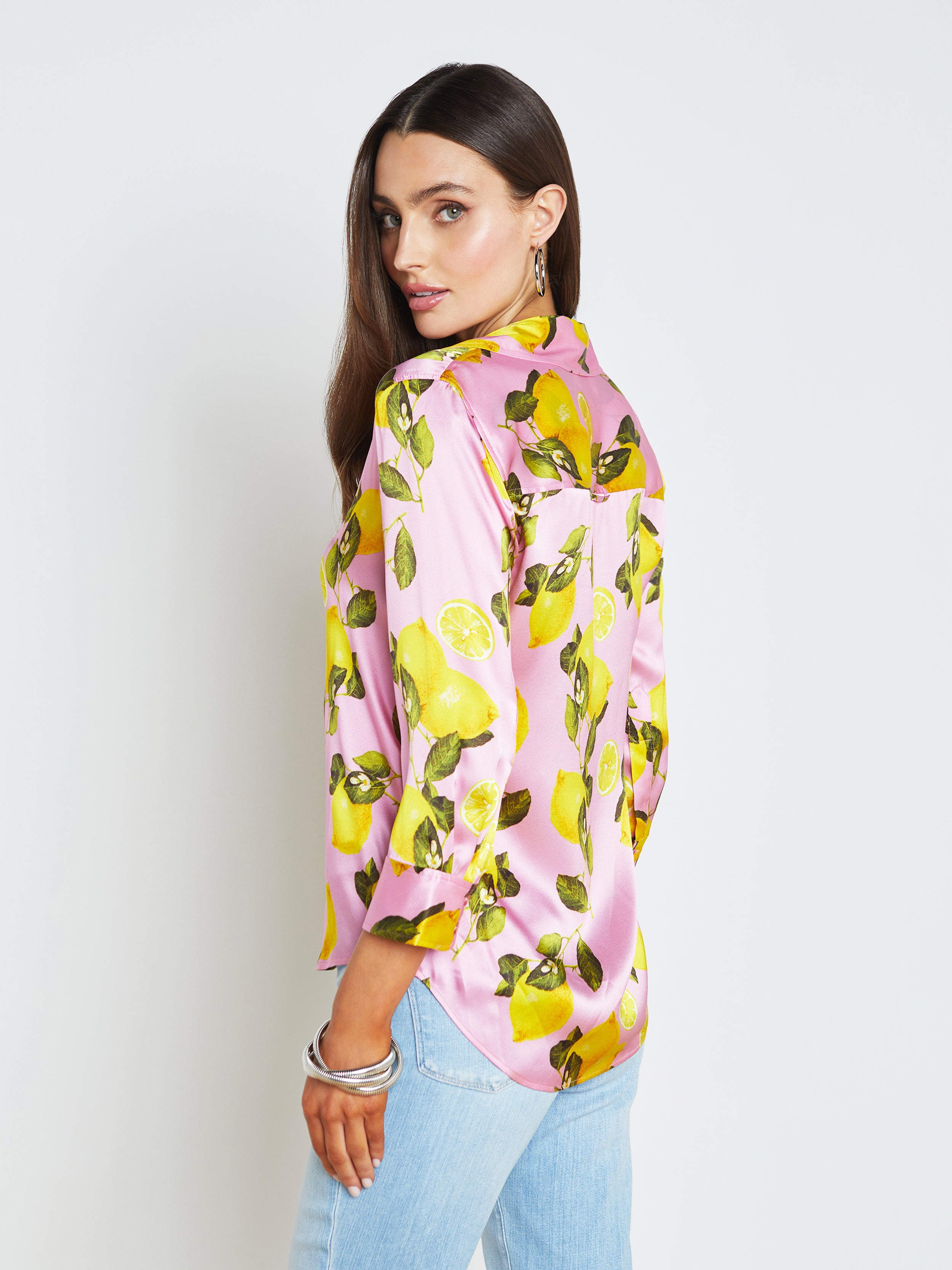 Dani Silk Blouse Top In Cotton Candy