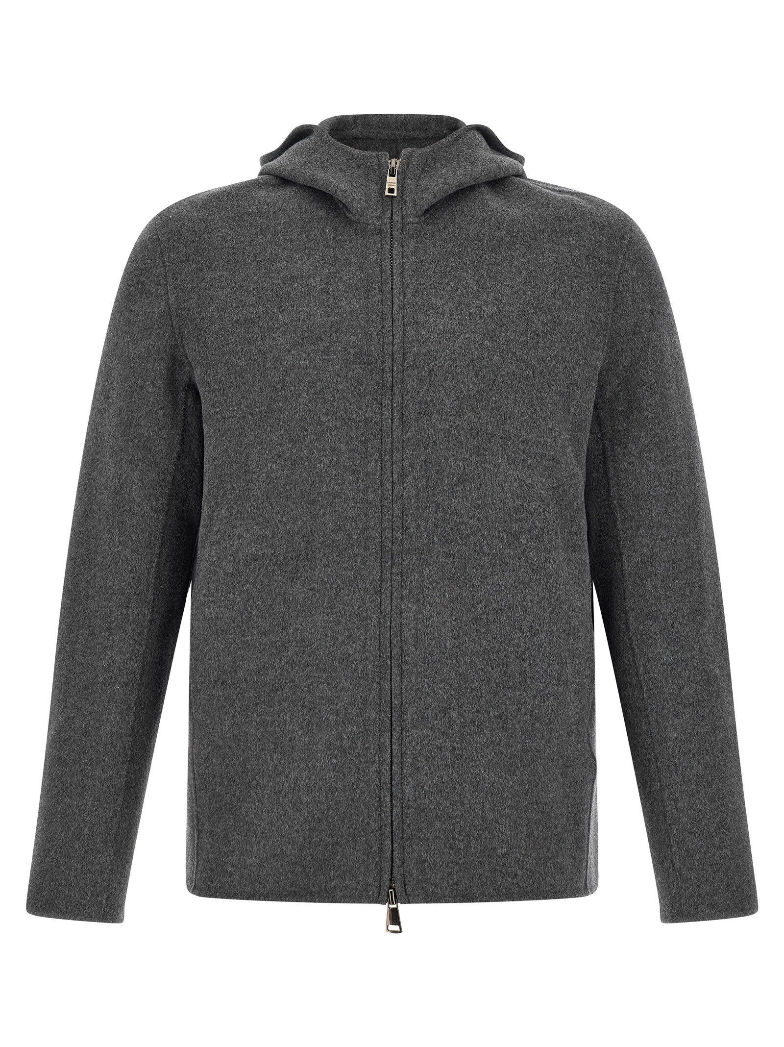 Wool-Cashmere Hooded Jacket — Charcoal