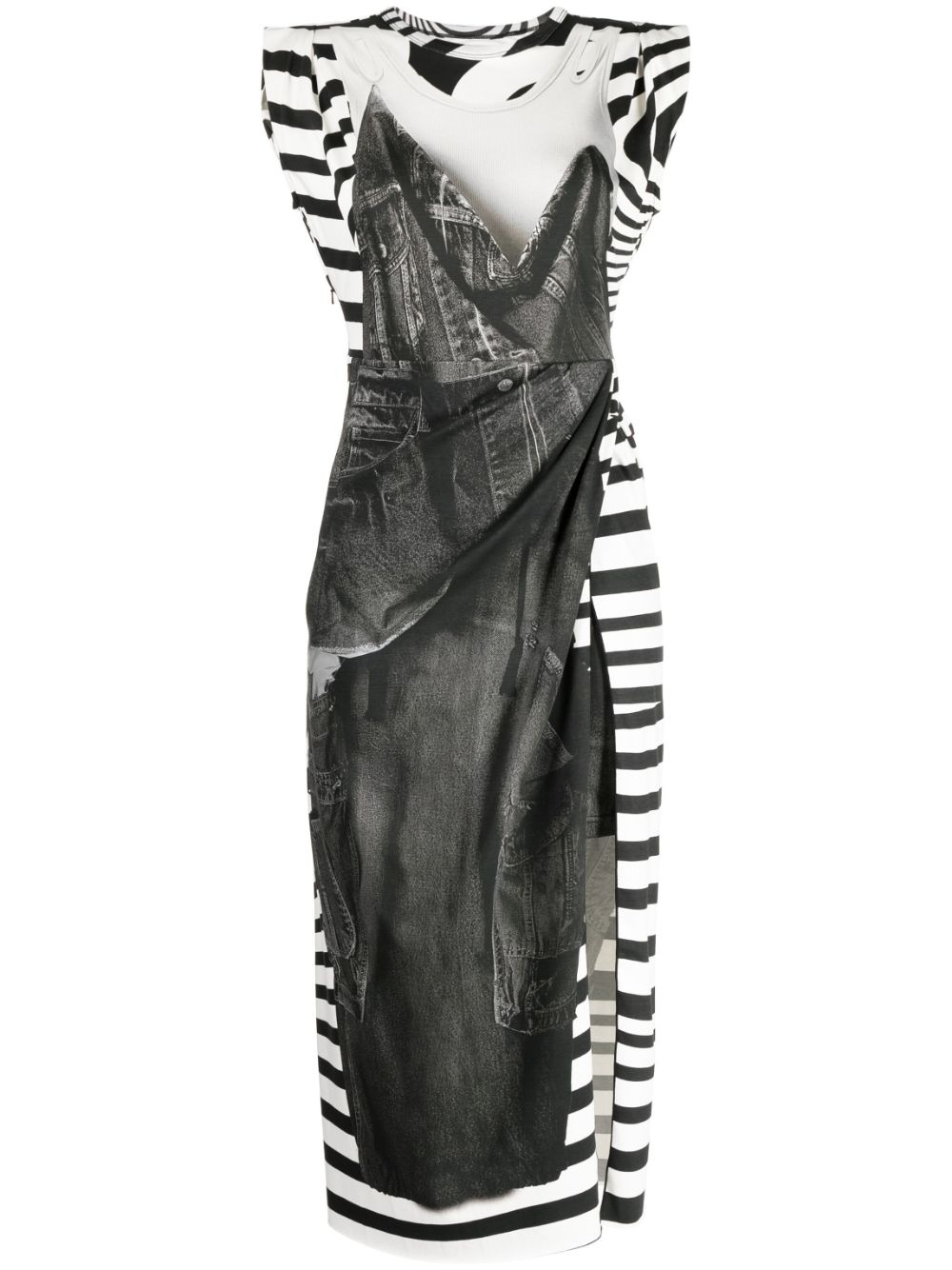 Graphic-print sleeveless midi dress - Black