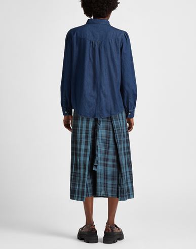 Woman Midi skirt Blue Size L Cotton