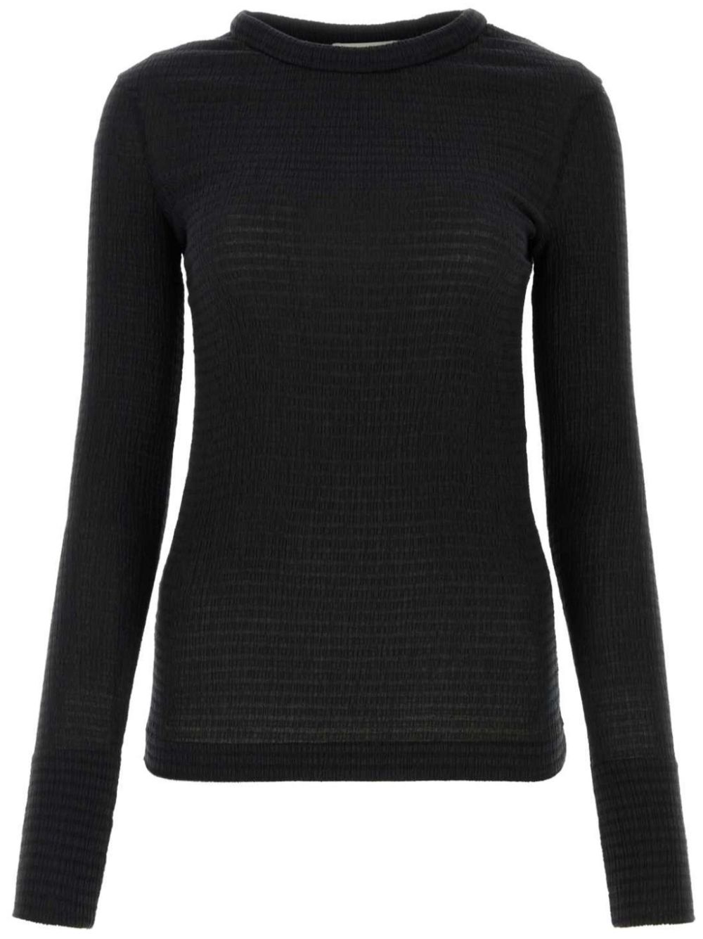 Smocked long-sleeve jersey - White