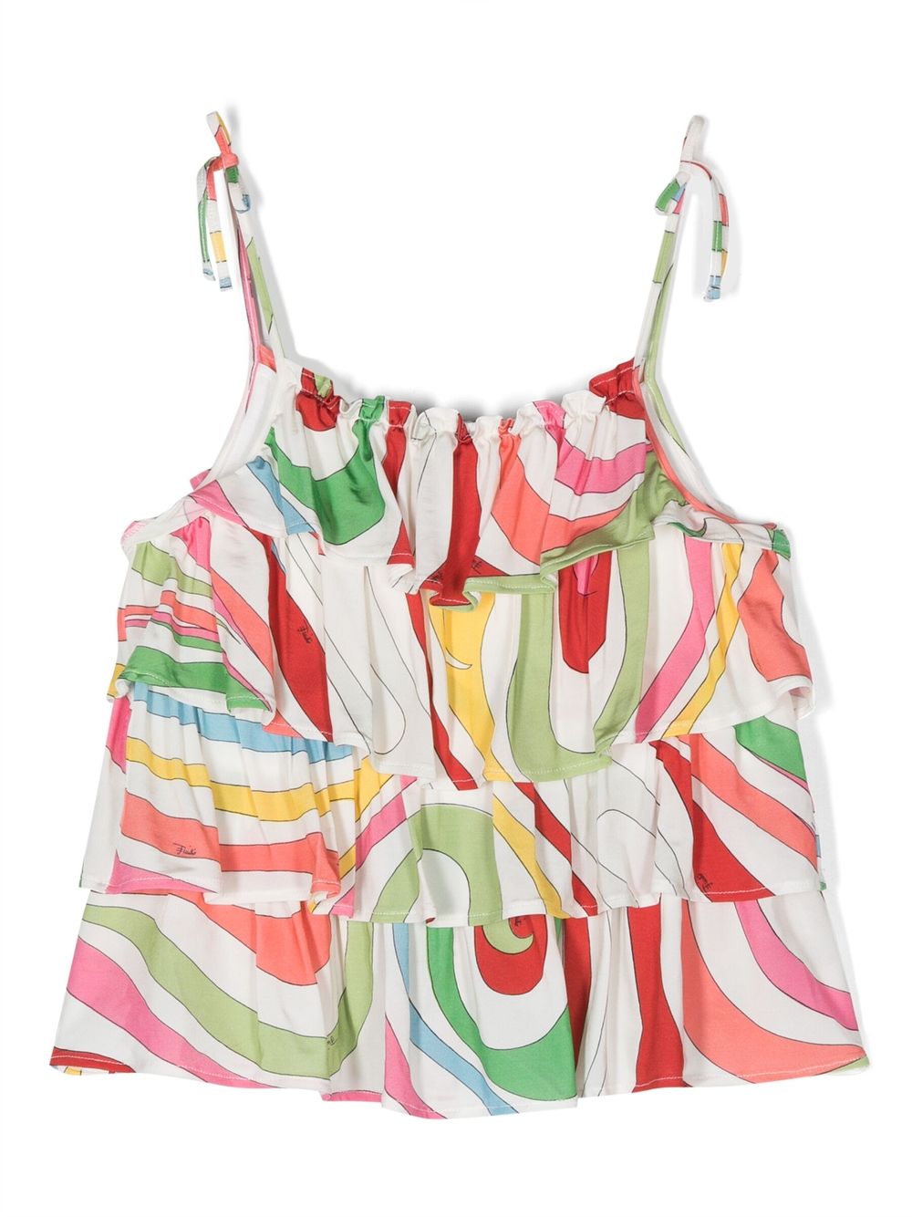Graphic-print tiered blouse - White