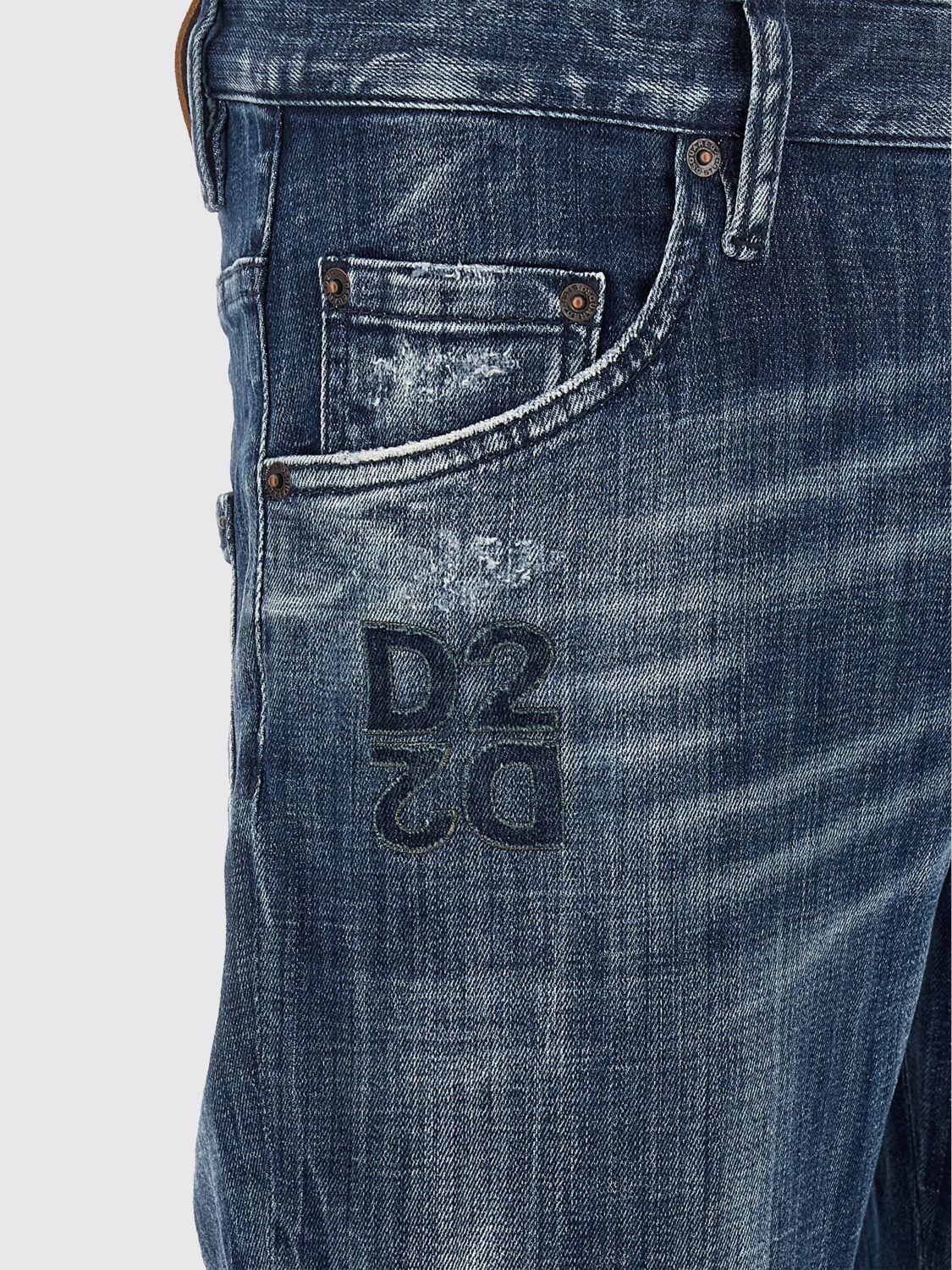 Skater Slim Fit Jeans in Distressed Stretch Denim