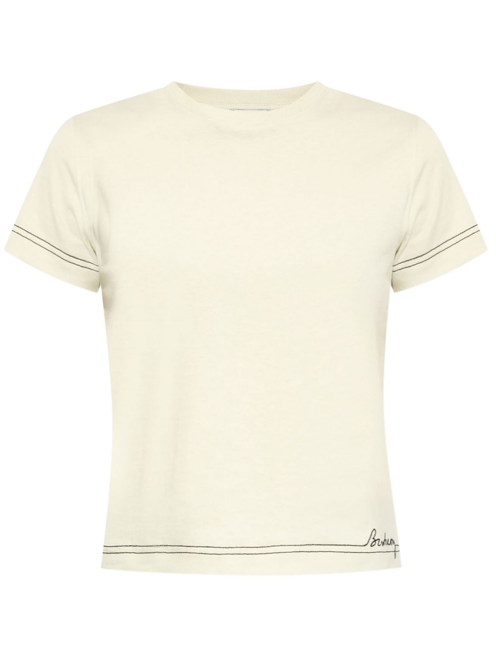 Logo-embroidered crop top - Neutrals