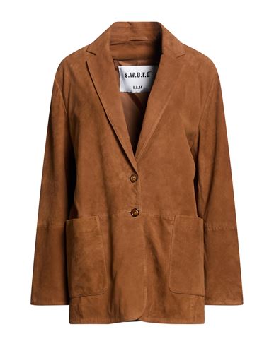 Woman Blazer Brown Size 8 Leather