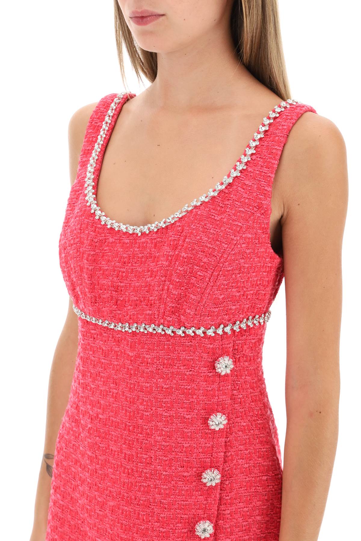 Boucle Tweed Mini Dress With Appliques
