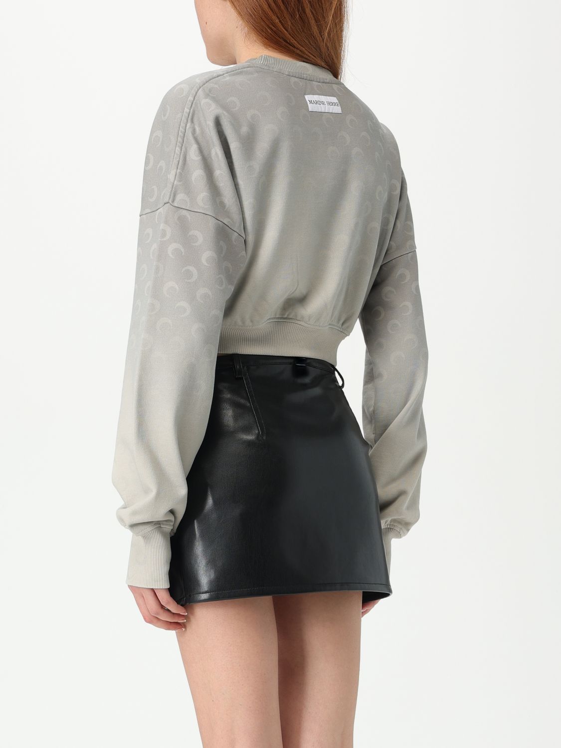 Marine Serre moon fleece cropped sweatshirt - Grey