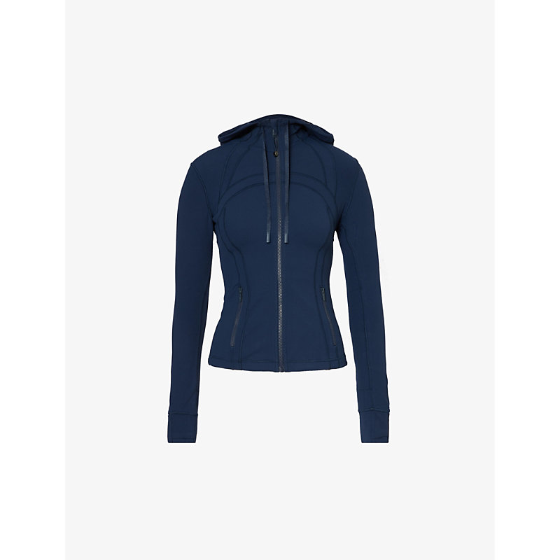 Womens True Navy Define High-neck Stretch-woven Jacket