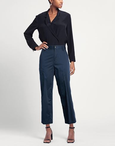 Woman Pants Navy Size 10 Cotton, Elastane